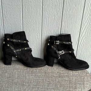 Valentino Garavani Black Suede Studded Ankle Boots